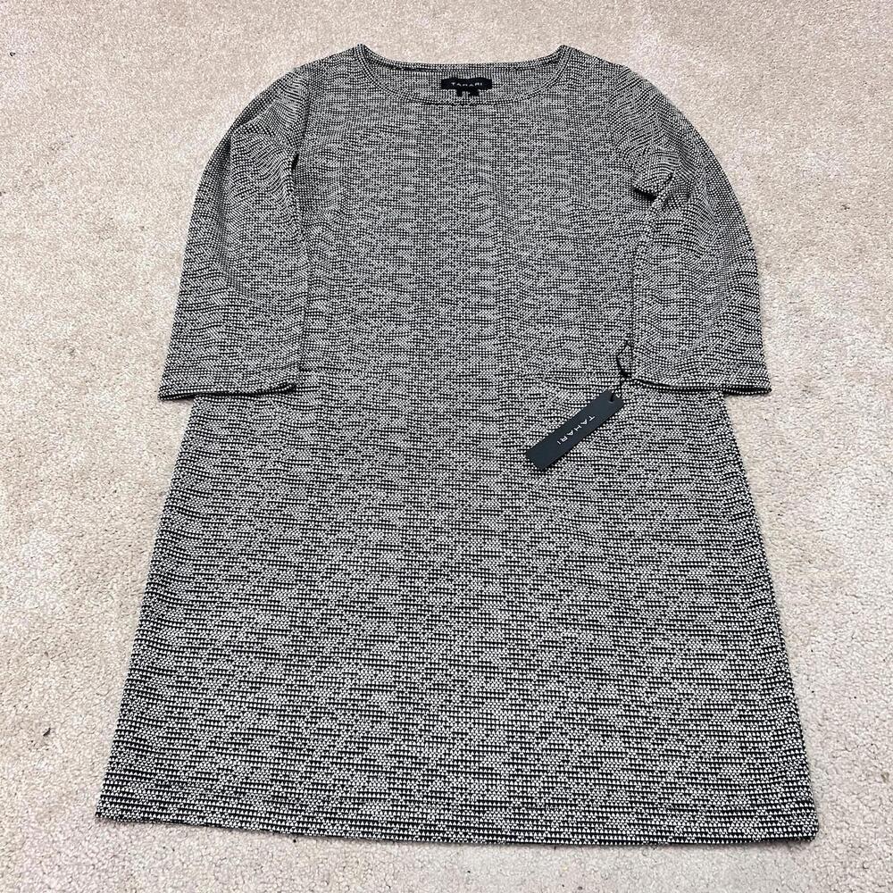 Tahari Dress Beige Black Long Sleeve Women's Size Small NWT